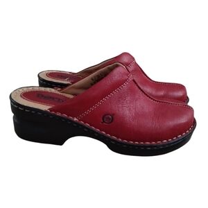 Born Red Leather Clogs Women’s Size 6 Euro 36.5